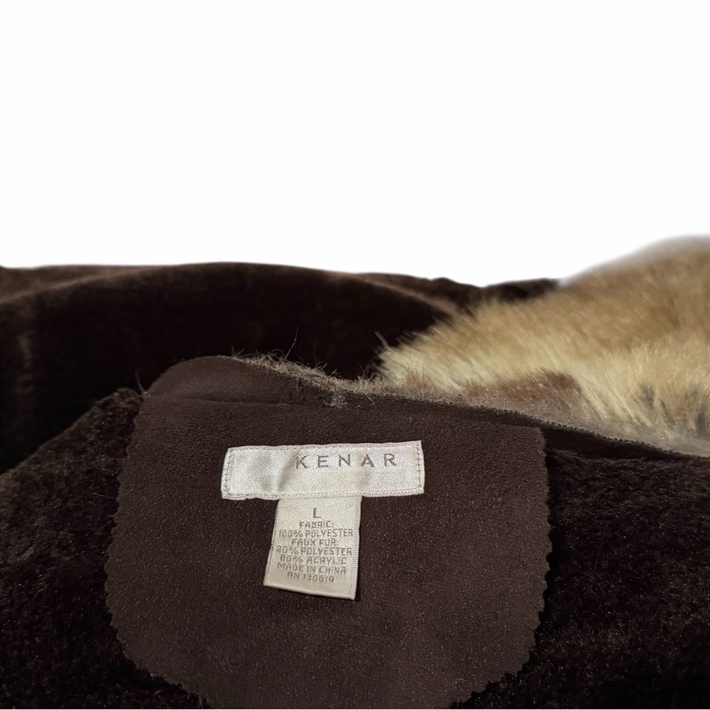 Penny Lane Style Faux Fur Trim Teddy Lined Super Warm Boho Coat Size L - Picture 11 of 12